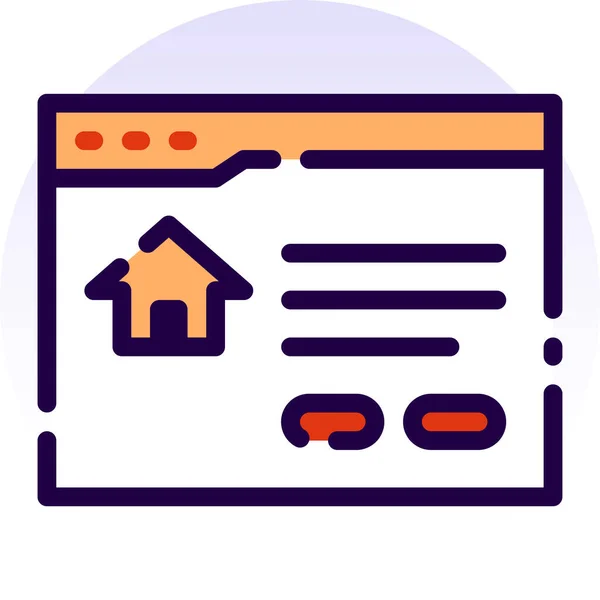 Browser Home House Icon Filled Outline Style — Stock vektor
