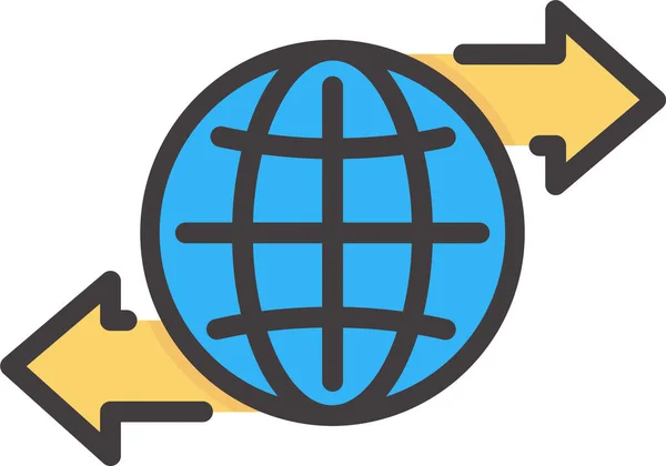 Παγκόσμιο Εικονίδιο Δεδομένων Σύνδεσης Στυλ Πλήρους Περιγράμματος — Διανυσματικό Αρχείο