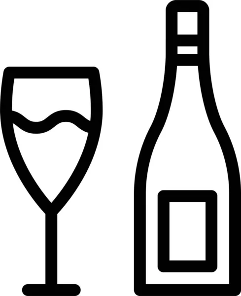 Pivní Šampaňské Nápoj Ikona Obrysovém Stylu — Stockový vektor