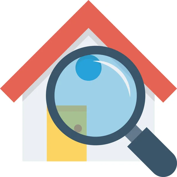 Home House Magnifier Icon Flat Style — Stock Vector