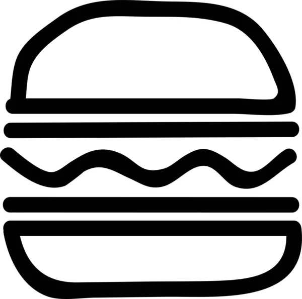 Burger Cheeseburger Jídlo Ikona Ručně Kresleném Stylu — Stockový vektor