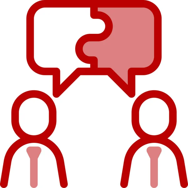 Ícone Comunicação Discussão Colaboração Empresarial Estilo Esboço Preenchido — Vetor de Stock