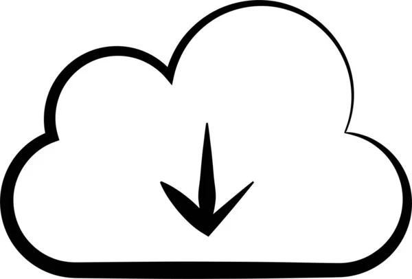 Cloud Daten Download Symbol Handgezeichneten Stil — Stockvektor