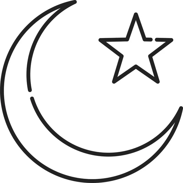 Islám Měsíc Muslim Ikona Obrysu Stylu — Stockový vektor