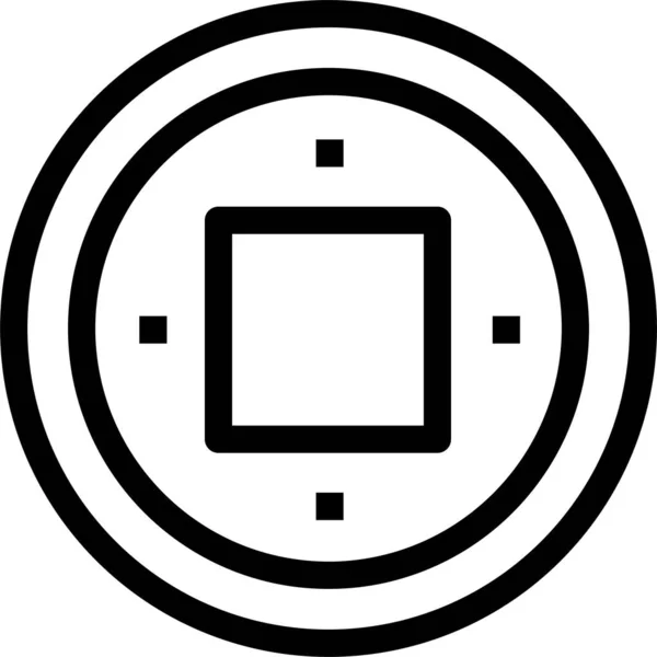 Chinese Coin Fortune Icon Outline Style — 图库矢量图片