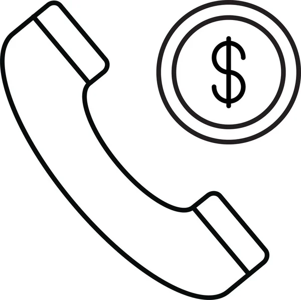 Llamada Icono Del Teléfono Dólar Estilo Esquema — Vector de stock