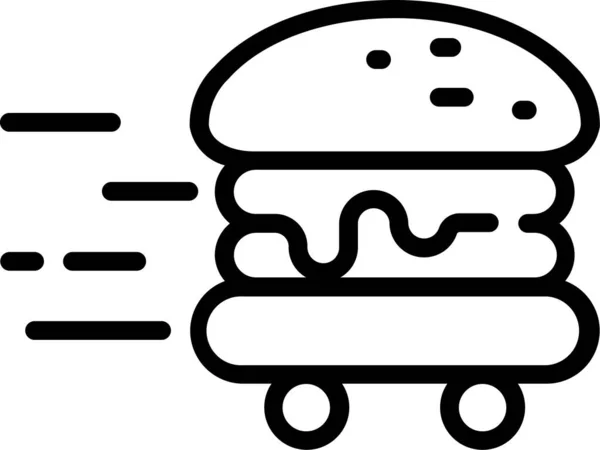 Burger Icono Entrega Negocios Estilo Esquema — Vector de stock