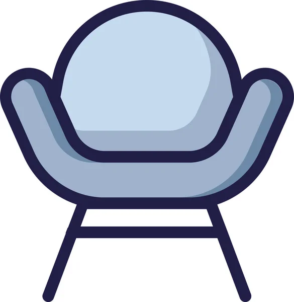 フルアウトラインスタイルのアームチェアクッション楽しい椅子のアイコン — ストックベクタ