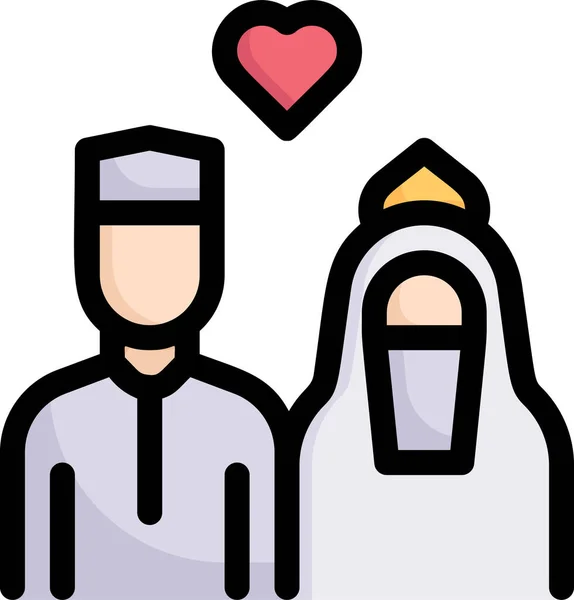 Bride Groom Couple Love Icon — Stock Vector