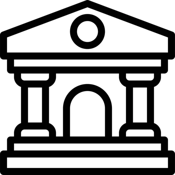 Banco Icono Del Edificio Bancario Estilo Esquema — Archivo Imágenes Vectoriales