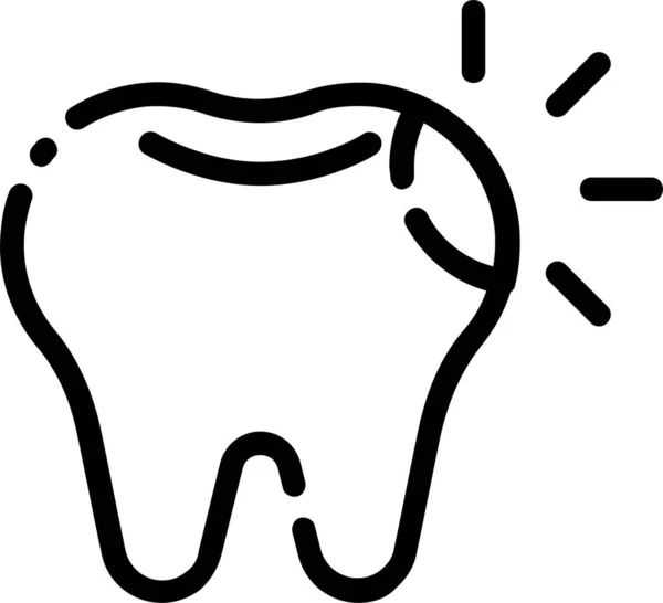 Cariës Holte Tandheelkundige Zorg Icoon Omtrek Stijl — Stockvector