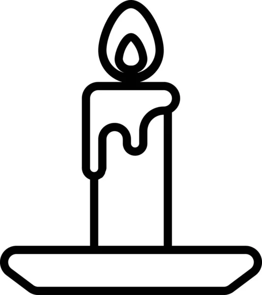 Κερί Φωτιά Εικονίδιο Φλόγας Στυλ Περίγραμμα — Διανυσματικό Αρχείο