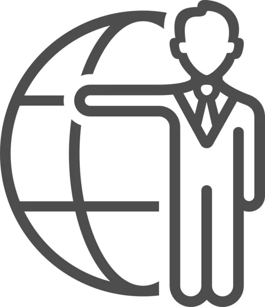 Businessman Globe Man Icon Outline Style — Stock vektor