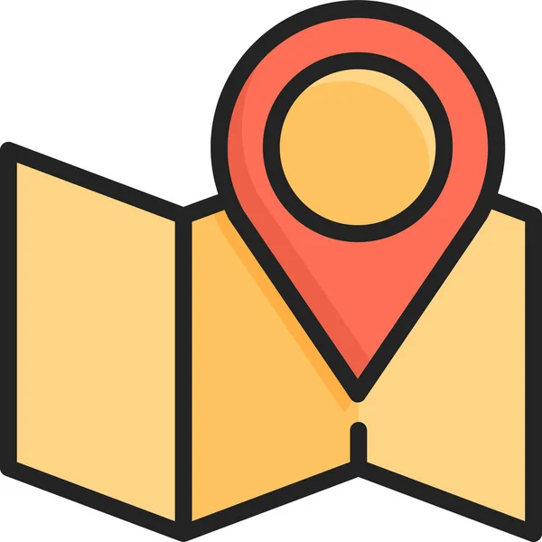 Adres Locatie Kaart Pictogram Gevulde Outline Stijl — Stockvector