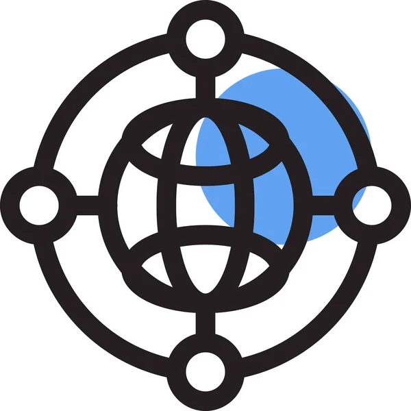 Ikona Globu Danych Połączeniowych Stylu Filled Outline — Wektor stockowy