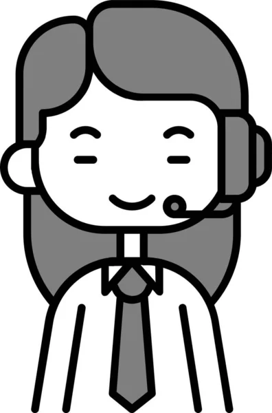 Avatar Call Center Chinese Icon Filled Outline Style — 图库矢量图片