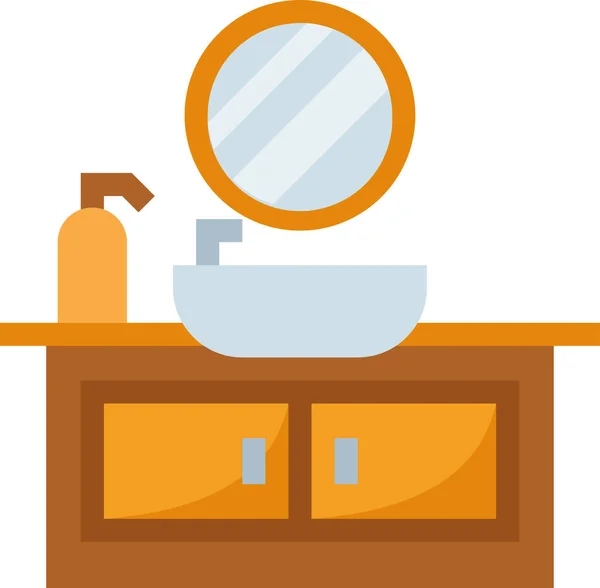 Fürdőszoba Bútorozás Ikon Lapos Stílusban — Stock Vector