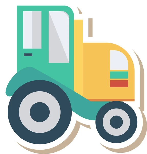 Auto Rural Tractor Icon Flat Style — Stock Vector
