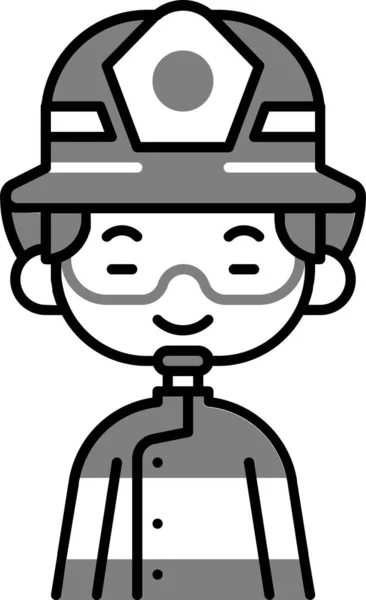 Avatar Chico Chino Icono Estilo Contorno Lleno — Vector de stock