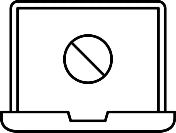 Verbot Blockiert Laptop Symbol Umrissstil — Stockvektor