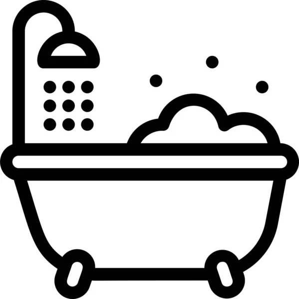 Cuarto Baño Bañera Icono Vacaciones — Vector de stock