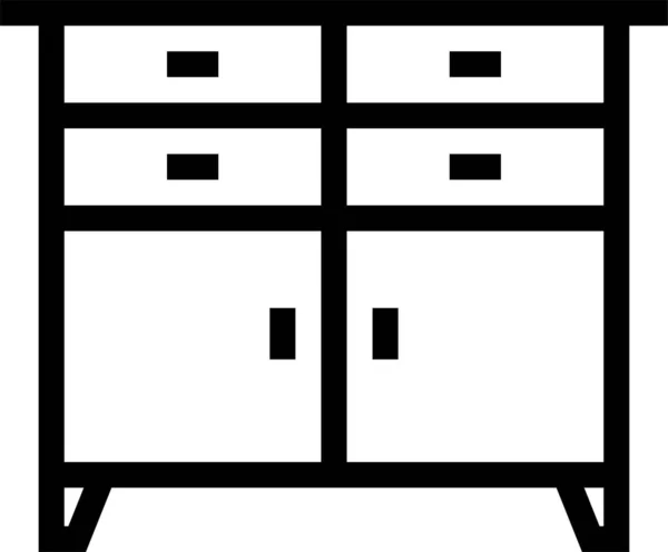 Cupboard Drawer Furnishing Icon Outline Style — 图库矢量图片