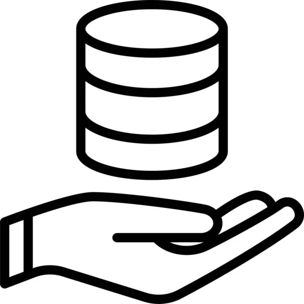Datenbank Hand Safe Symbol Outline Stil — Stockvektor