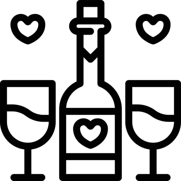 Dating Drink Love Ikone Outline Stil — Stockvektor