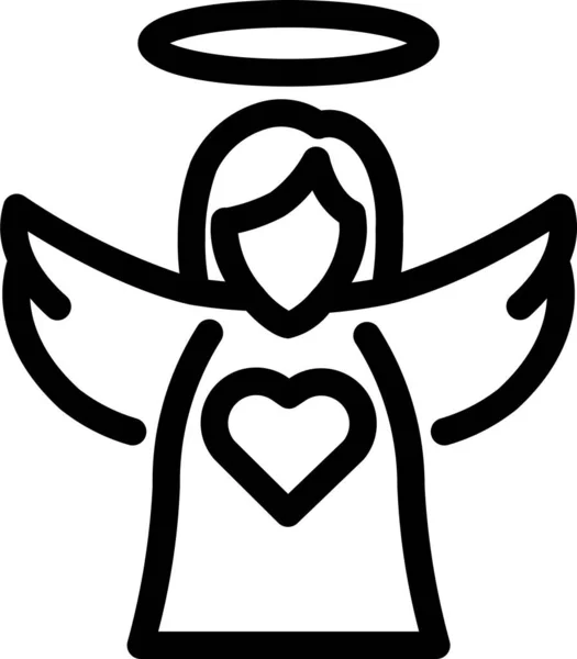Άγγελος Έρως Καρδιά Εικονίδιο Στυλ Περίγραμμα — Διανυσματικό Αρχείο