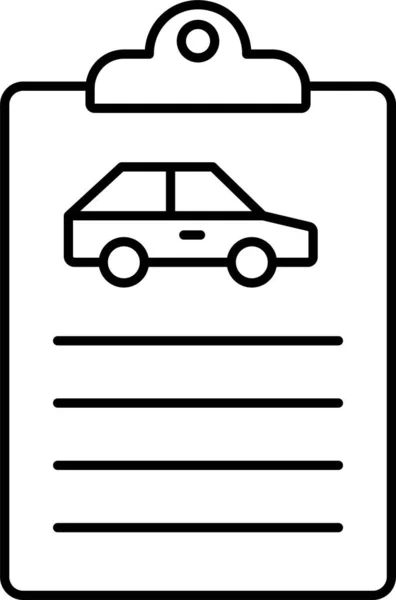 Car Clipboard Document Icon Outline Style — Stock Vector