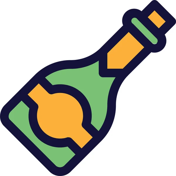 Μπουκάλι Σαμπάνια Ποτό Εικονίδιο Στυλ Γεμάτο Περίγραμμα — Διανυσματικό Αρχείο
