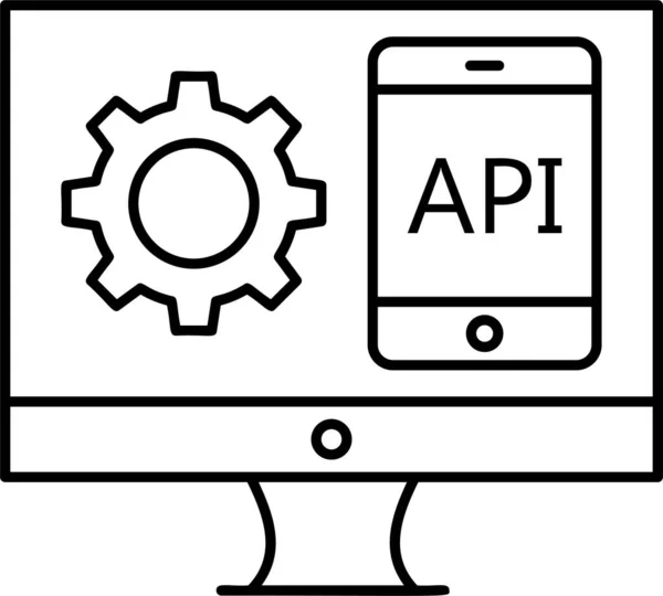 Icono Pantalla Monitor Móvil Estilo Esquema — Vector de stock