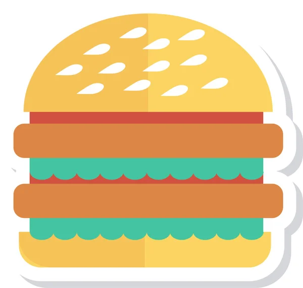 Ikon Sarapan Burger Fastfood Dalam Gaya Datar - Stok Vektor