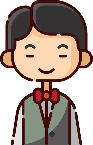 Avatar Boy Chinese Icon Filled Outline Style — 图库矢量图片