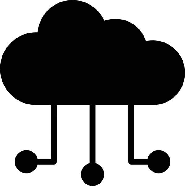 Cloud Computing Database Icoon Solide Stijl — Stockvector