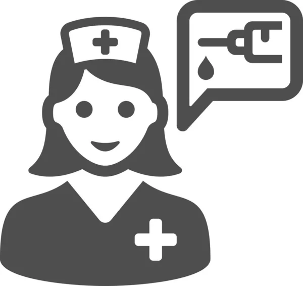 Chat Burbuja Enfermera Hablando Icono — Vector de stock