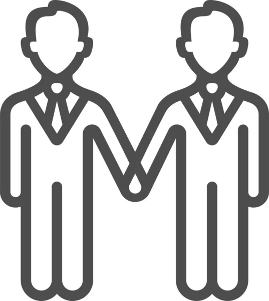 Couple Dating Gay Icon Outline Style — Stock vektor