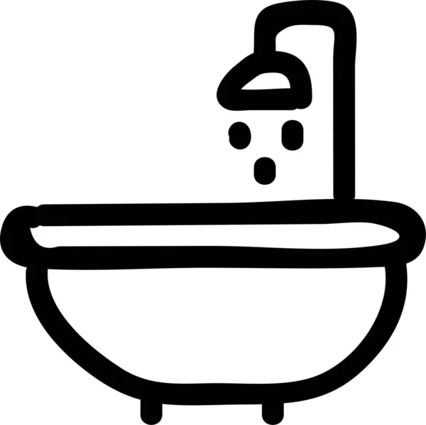 Icône Bain Baignoire Bain Dans Style Dessiné Main — Image vectorielle