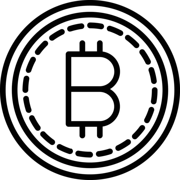 Icona Digitale Criptovaluta Bitcoin Stile Contorno — Vettoriale Stock