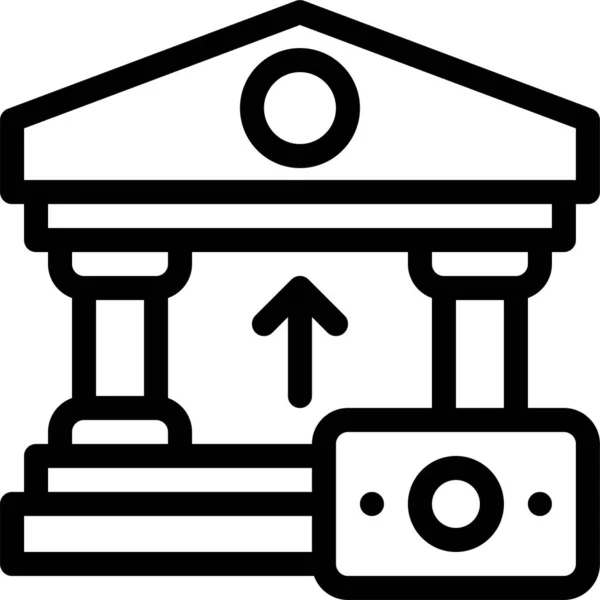 Banco Icono Del Edificio Bancario Estilo Esquema — Archivo Imágenes Vectoriales