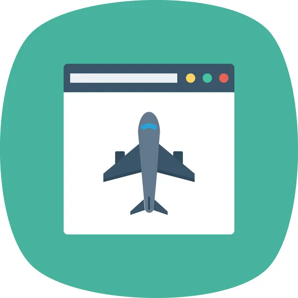 Flygplan Webbläsare Internet Ikon Platt Stil — Stock vektor