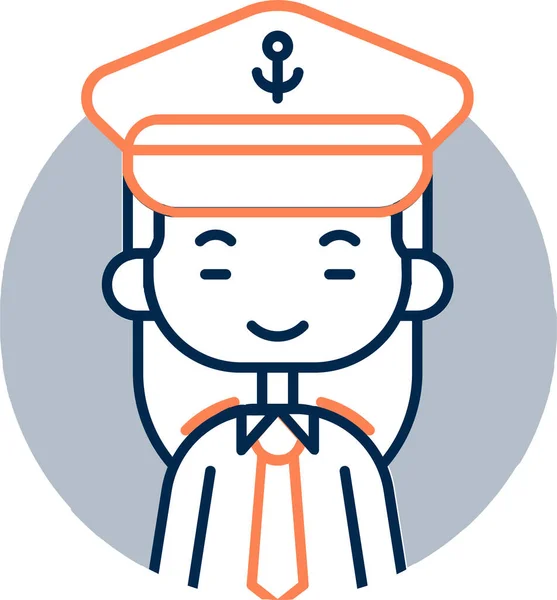 Avatar Capitaine Icône Chinoise Dans Style Badge — Image vectorielle