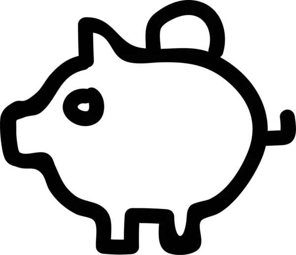 Bank Készpénz Piggybank Ikon Kézzel Rajzolt Stílusban — Stock Vector