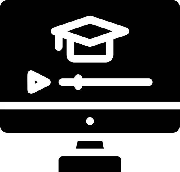 Eğitim Okul Öğrenim Kategorisinde Bilgisayar Öğrenme Ikonu — Stok Vektör