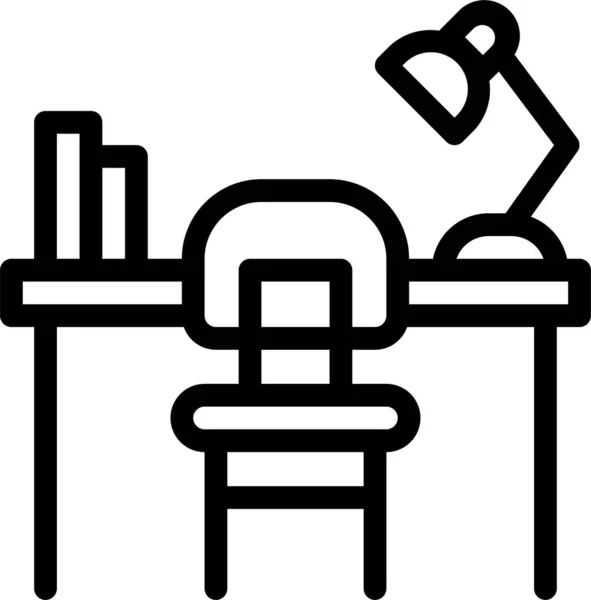 Back School Desk Desk Lamp Icon Outline Style — Stock vektor