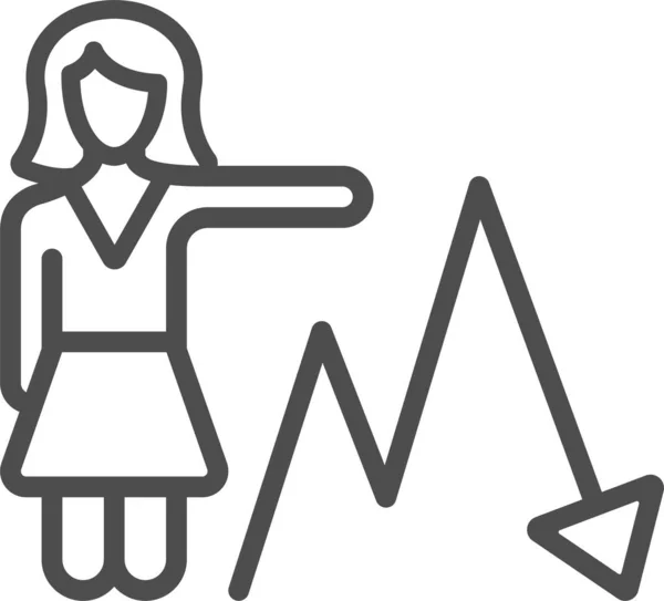 Businesswoman Graph Investment Icon Outline Style – Stock-vektor