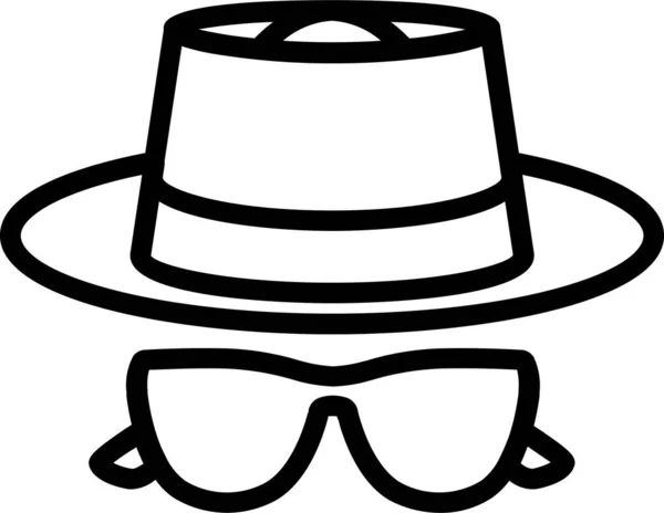 Γυαλιά Ηλίου Καπέλο Εικονίδιο Διακοπών Στυλ Περίγραμμα — Διανυσματικό Αρχείο