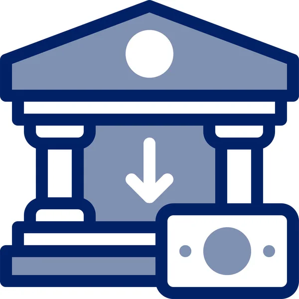 Τράπεζα Τραπεζική Επιχειρηματική Εικόνα Στυλ Γεμάτο Περίγραμμα — Διανυσματικό Αρχείο