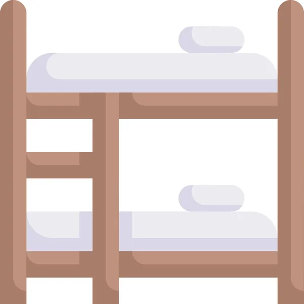 Bunk Bed Dormitory Room Holiday Icon — Stock Vector