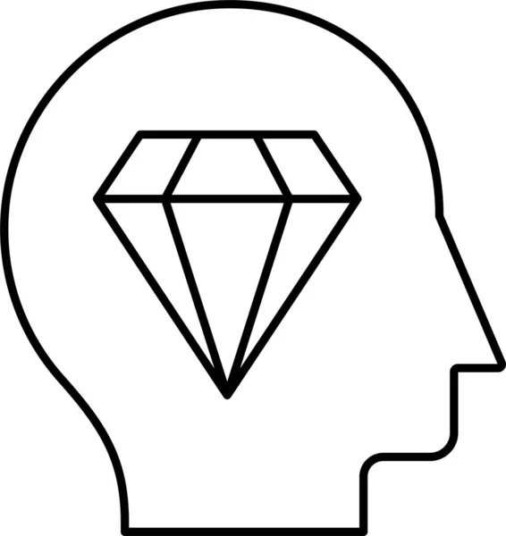 Икона Мозга Бриллиантом — стоковый вектор
